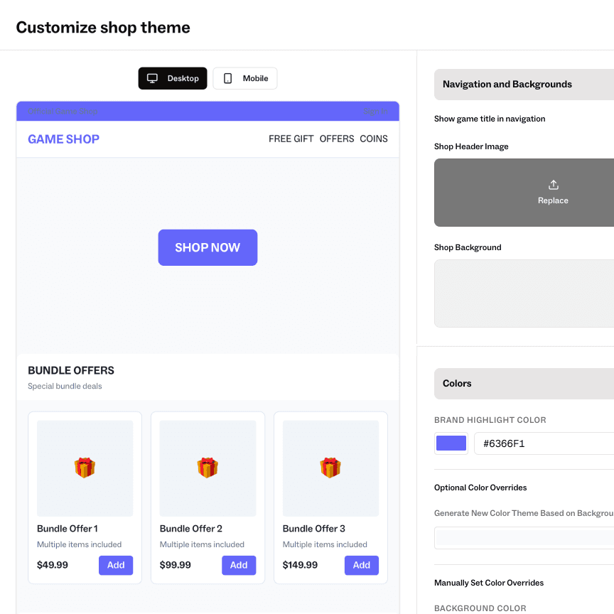 Design your storefront