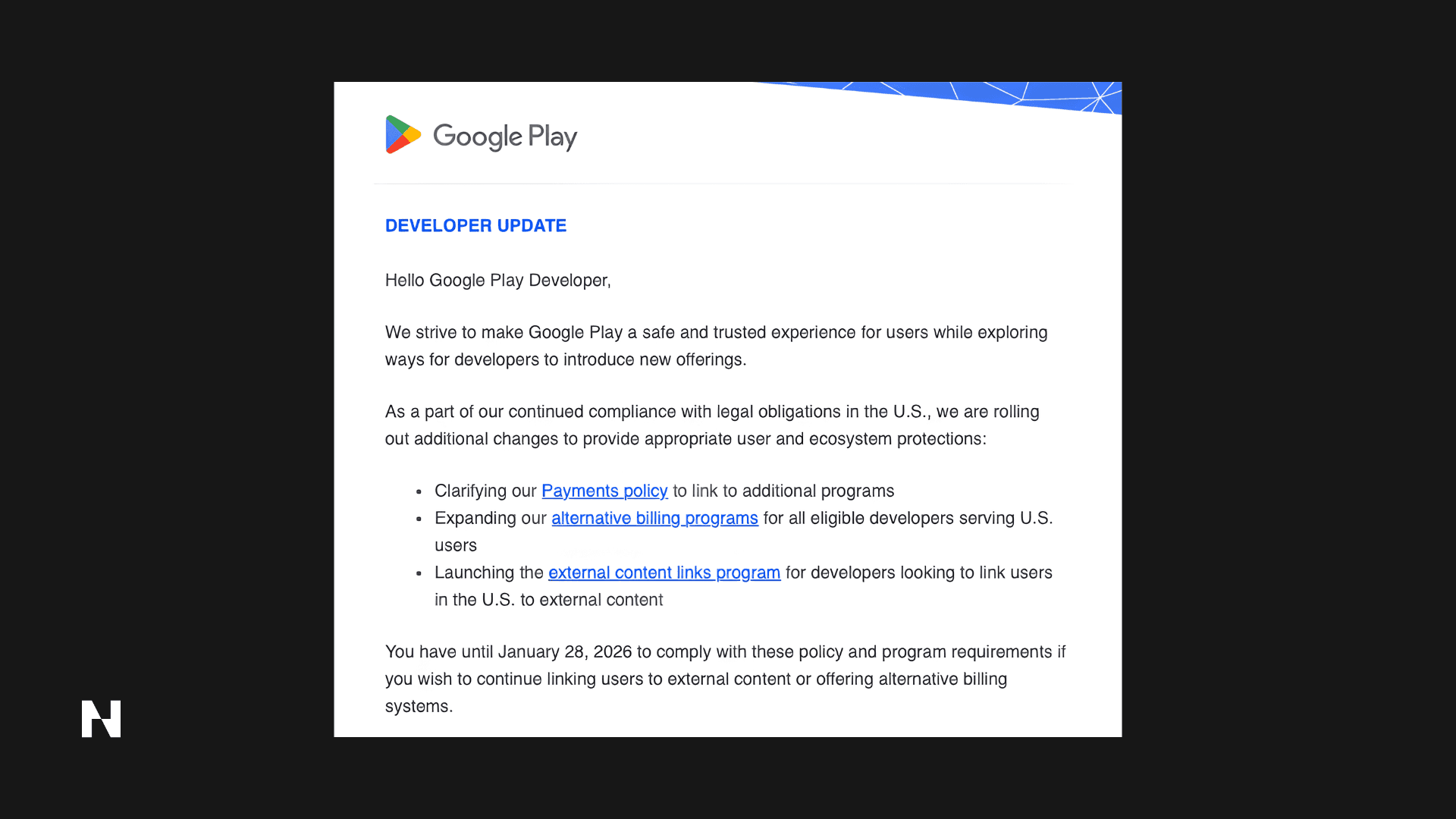 Image for Google Play’s New U.S. Billing & Linking Policies: What Game Developers Need to Know